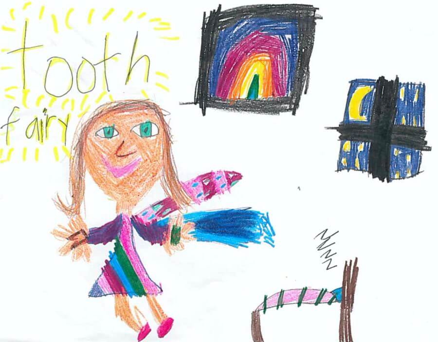 Drawing of the Tooth Fairy to celebrate National Tooth Fairy Day on February 28