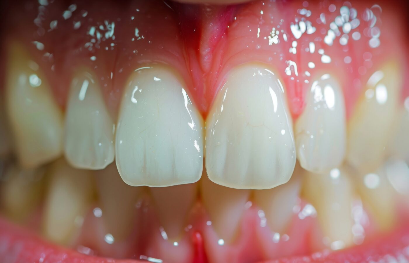 bottom half of mans face with mouth open showing teeth misaligned and narrow palate.